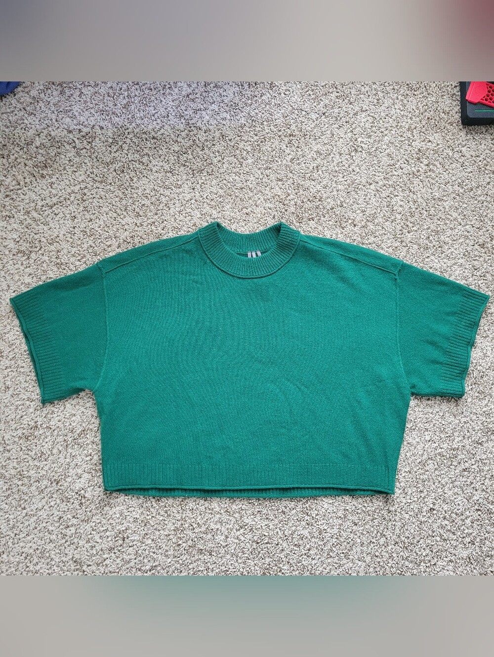 Anthropologie Goldie 100% Cashmere Sweater Short Sleeve Crew Neck Green Small